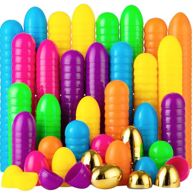 150Pcs Bright Solid Assorted Colors and Golden Easter Egg Shells 2.3in