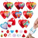 28Pcs Hearts Filled Mochi Squishy Toys with Kids Valentines Cards for Classroom Exchange