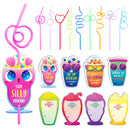 36Pcs Drinking Straws with Kids Valentines Cards for Valentine Party Favors