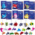 28Pcs Animal Keychains featuring Bulging Eyes with Kids Valentines Cards