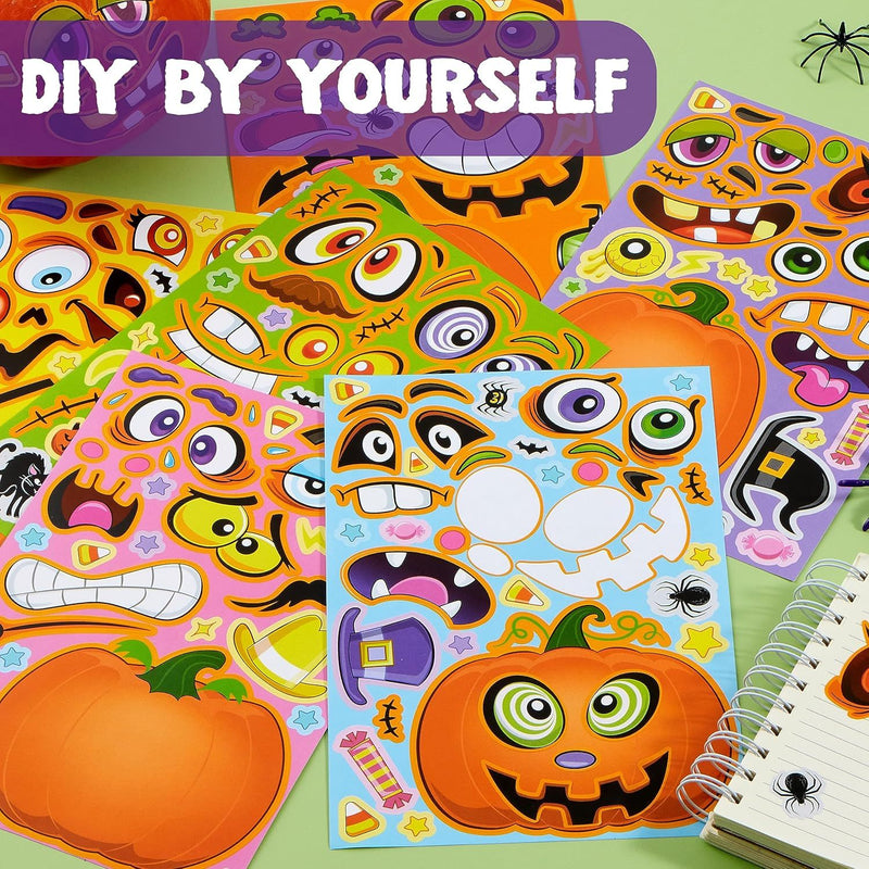 48PCS Halloween Pumpkin Make-a-face Sticker Sheets