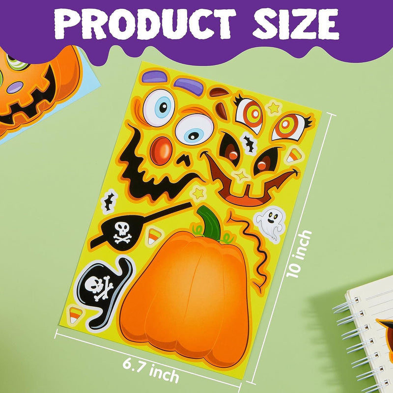 48PCS Halloween Pumpkin Make-a-face Sticker Sheets