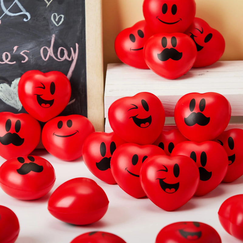 15pcs Valentines Day Heart Shaped Happy Face Ball 3in