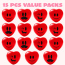 15pcs Valentines Day Heart Shaped Happy Face Ball 3in