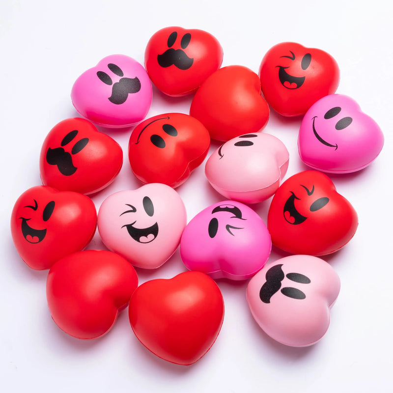 15pcs Valentines Day Smile Face Squishy Heart Stress Ball