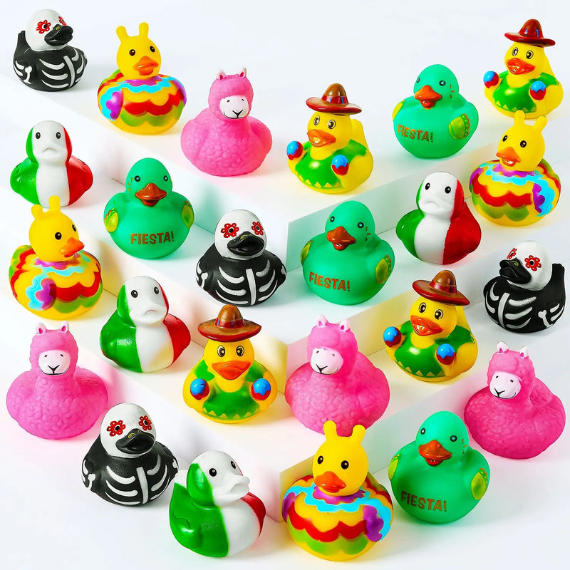 24 Pcs Mexican Fiesta Rubber Ducks for Party Favors Decoration