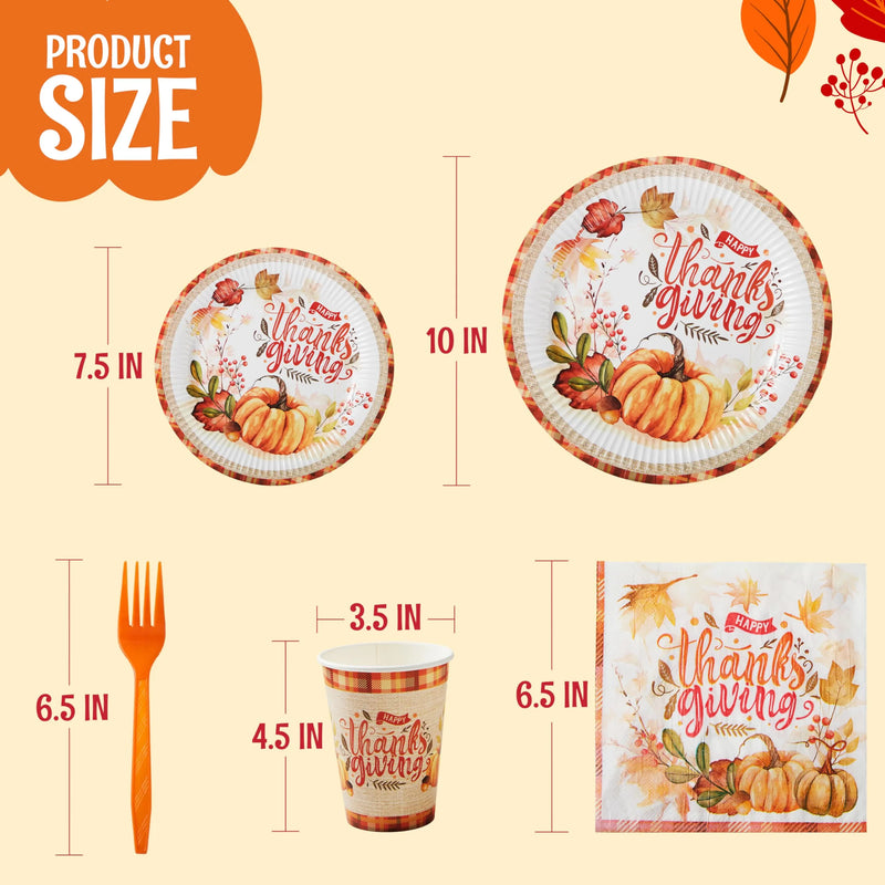 168 Pcs Thanksgiving Disposable Paper Plates, Dinnerware Set