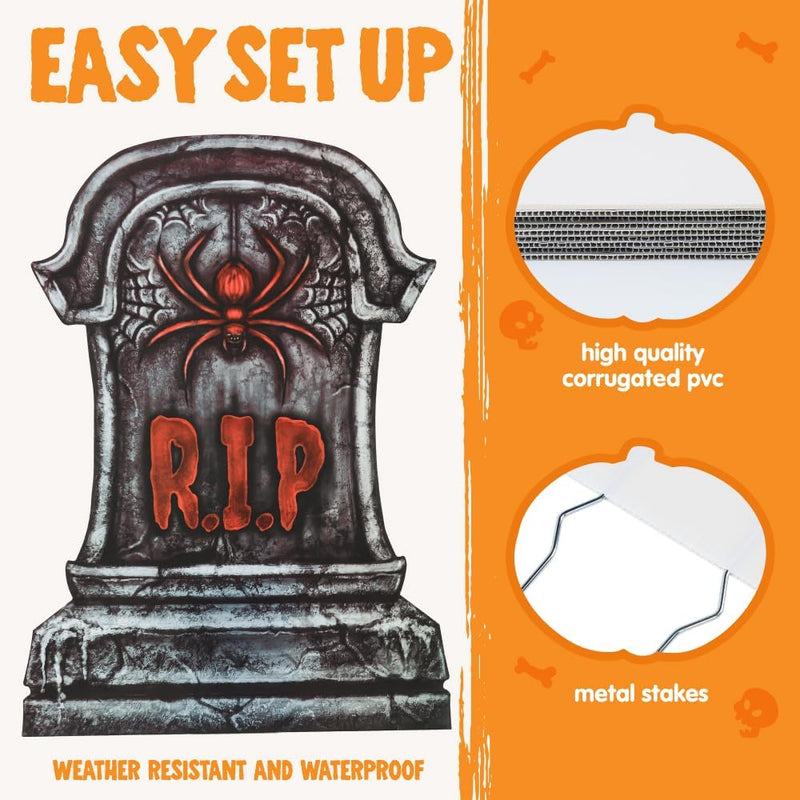 16" Halloween Tombstones Decorations,9 Pcs