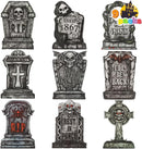 16" Halloween Tombstones Decorations,9 Pcs