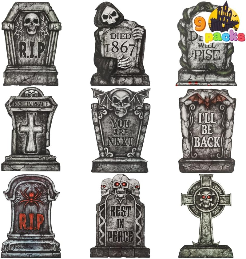 16" Halloween Tombstones Decorations,9 Pcs