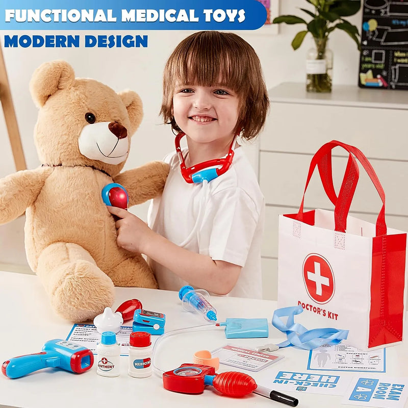 Play-Act 16Pcs Kids Doctor Pretend Play Medical Kit with Bag