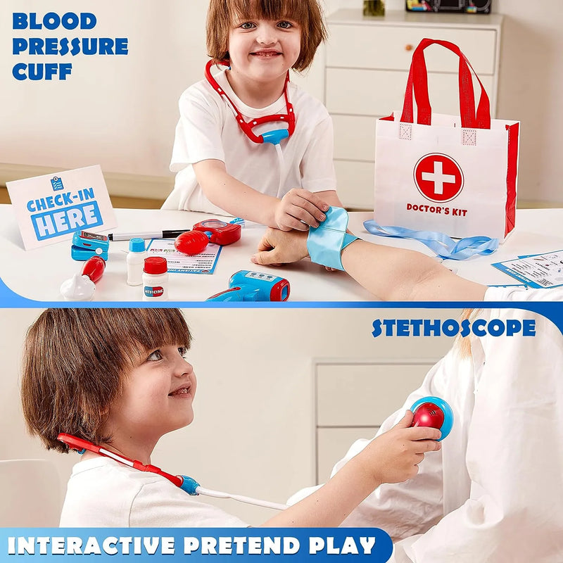 Play-Act 16Pcs Kids Doctor Pretend Play Medical Kit with Bag