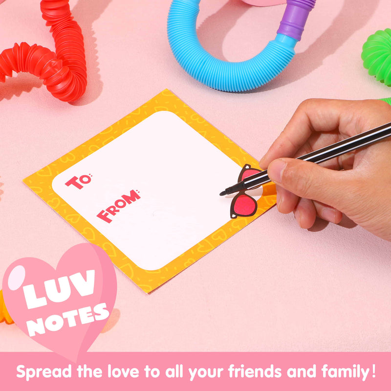 28 Packs Nose Picking Valentines Cards with Pop Tubes for Kids