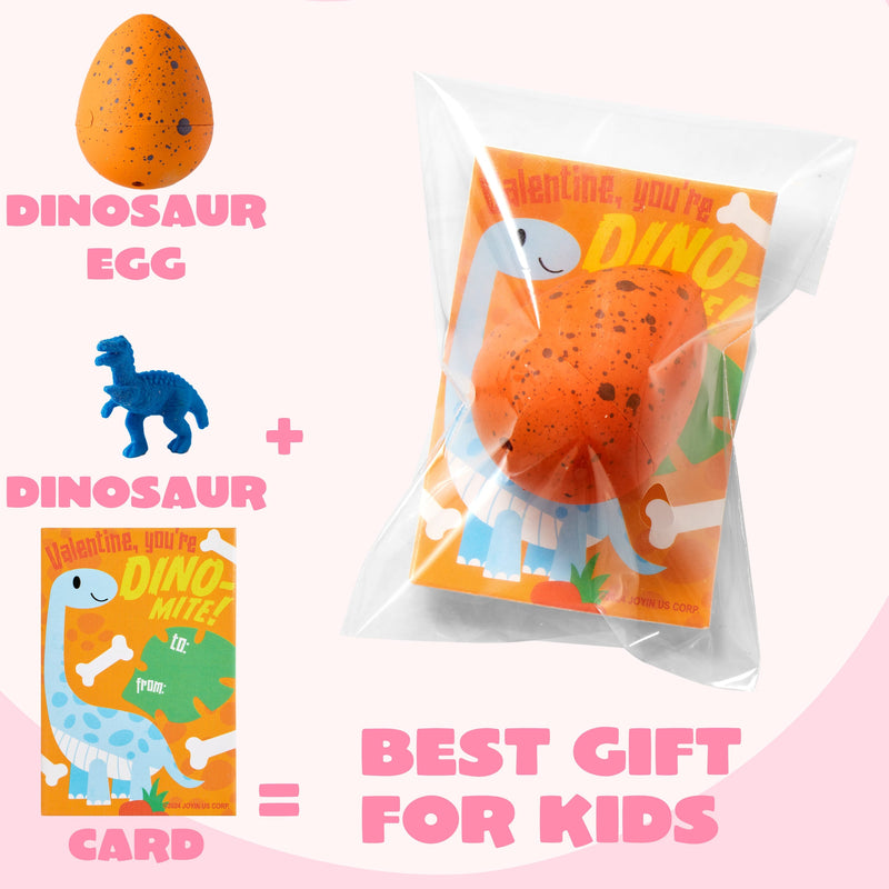 30 Packs Valentines Day Cards with Hatch Growing Dinosaur Eggs Toys with Hangers