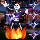 6FT Inflatable Halloween Play Guitar Skeleton with LED Lights