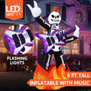 6FT Inflatable Halloween Play Guitar Skeleton with LED Lights