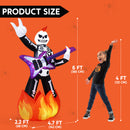 6FT Inflatable Halloween Play Guitar Skeleton with LED Lights