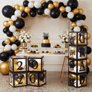 4Pcs Black & Gold 2026 Graduation Balloon Boxes for Graduation Party Decor