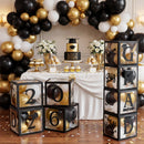 4Pcs Black & Gold 2026 Graduation Balloon Boxes for Graduation Party Decor