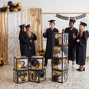 4Pcs Black & Gold 2026 Graduation Balloon Boxes for Graduation Party Decor