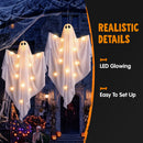 JOYIN 3 Pack 35" LED Glowing Hanging Ghosts for Halloween Yard Decor