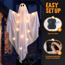 JOYIN 3 Pack 35" LED Glowing Hanging Ghosts for Halloween Yard Decor
