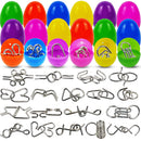 18 Pack Filled Easter Eggs with Metal Brain Teaser Puzzles for Egg Hunt, Party Favors & Classroom Prizes