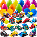 18Pcs Pull Back Cars Prefilled Easter Eggs 3in