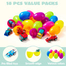 18Pcs Pull Back Cars Prefilled Easter Eggs 3in