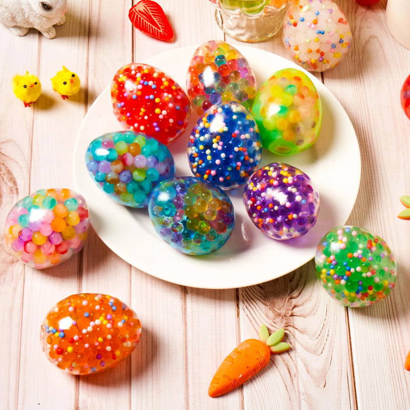 18pcs Multicolor Easter Eggs Stress Ball, Easter Balls Filled