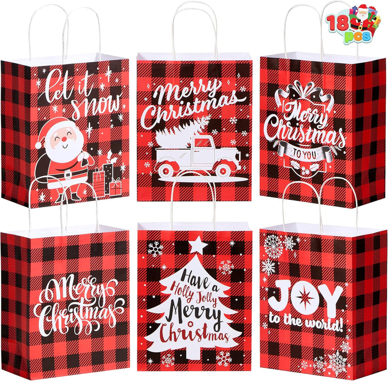 18 PCS Christmas White Kraft Bags with Handles