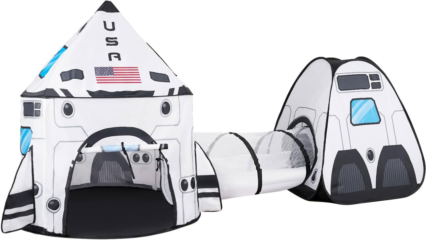 inflatable play tent Joyin White Rocket Ship Pop up with Tunnel and Playhouse Kids Indoor Outdoor Spaceship Tent Set Size:L(55.5cm) Veteran Ranger Led Helmet old_id-306121 The Air fort sets