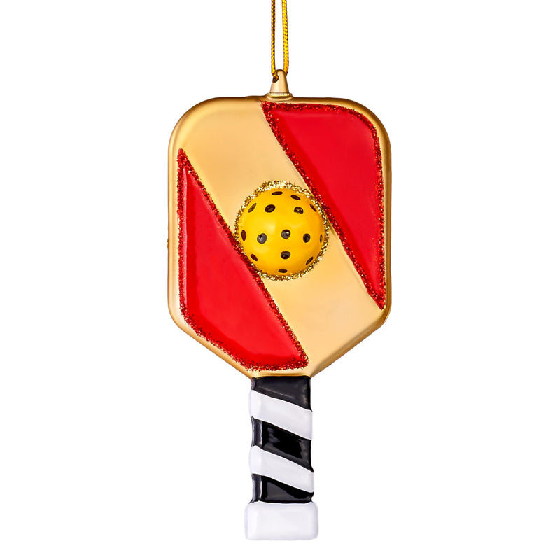 Christmas Pickleball Paddle Glass Small Ornament