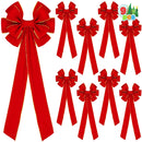 9PCS Big Red Velvet Christmas Bows