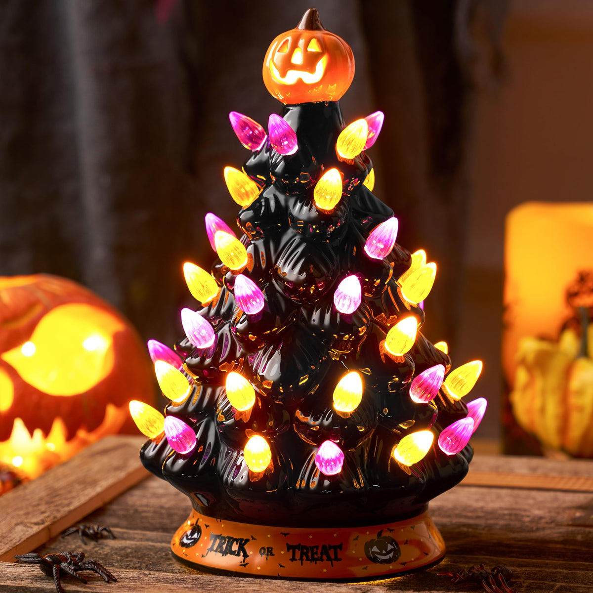 JOYIN 8.5 Inch Halloween Ceramic Tree Black Christmas Tree with