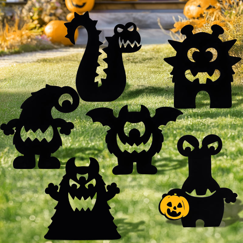 6Pcs Monster Yard Stakes Halloween Lawn Decorations
