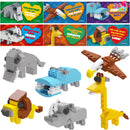 24 Packs Valentines Day Cards with Safari Animal Building Blocks for Gifts Party Favor