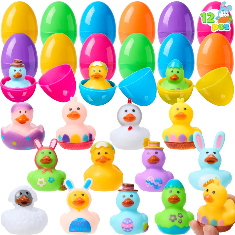 12 Pcs Prefilled Easter Eggs with Rubber Ducks Bath Toys
