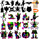 120 Pcs Halloween Rainbow Scratch Art Crafts for Kid