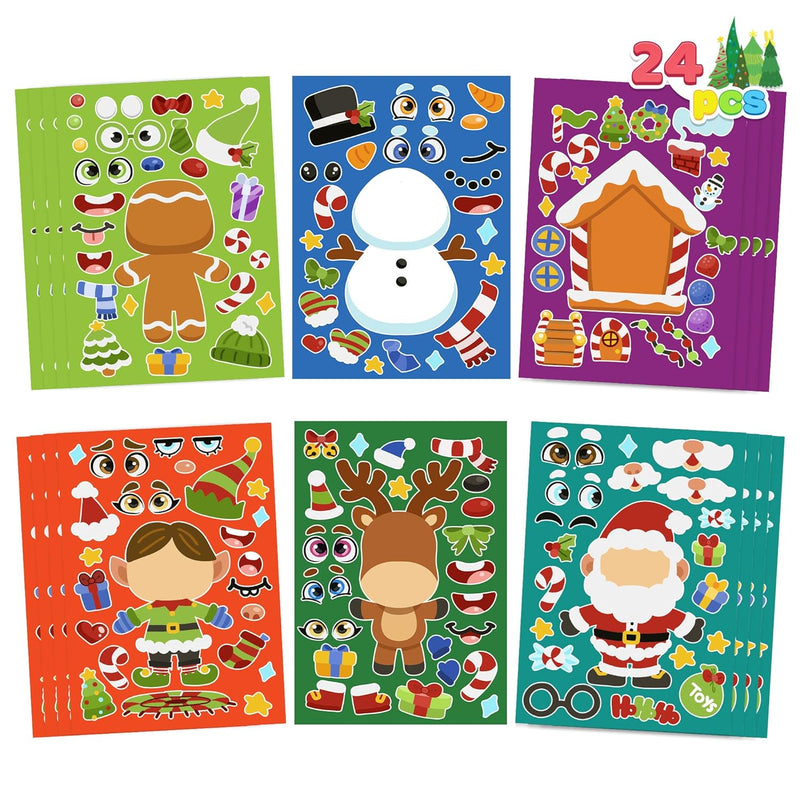 24 Pcs Christmas Make-a-face Stickers