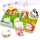 Tactile & Sound Wooden Chunky Puzzles for Baby 2-4
