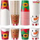 100PCS 9oz Christmas Disposable Paper Cups