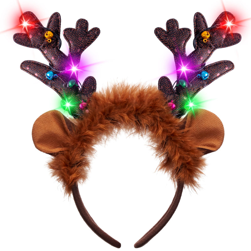 Christmas Light Up Reindeer Headband for Adult Kids