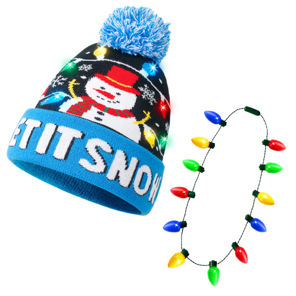 Christmas Hat Light-up Knitted Snowman Beanie Hat display picture 1