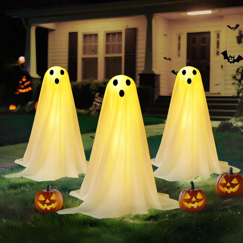 3Pcs Halloween Decorations Outdoor Ghosts Pathway Lights