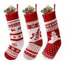 3 Pack 18" white classic Knit Christmas Stockings