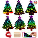 72 Pcs Christmas Scratch Art Ornaments