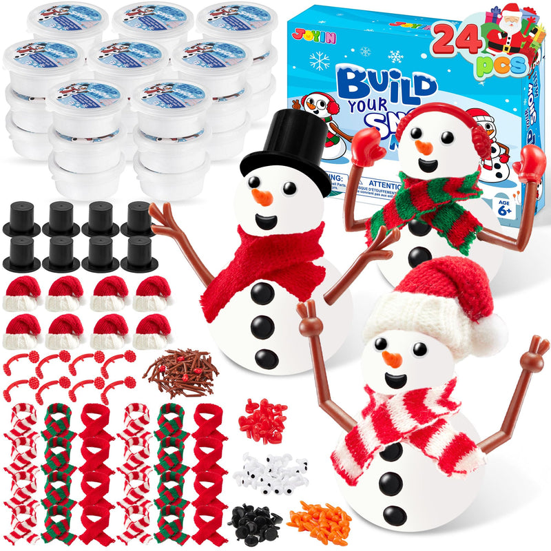 Christmas Build Your Snowman Craft Kit, 24 Pack DIY Snowman Craft Kit