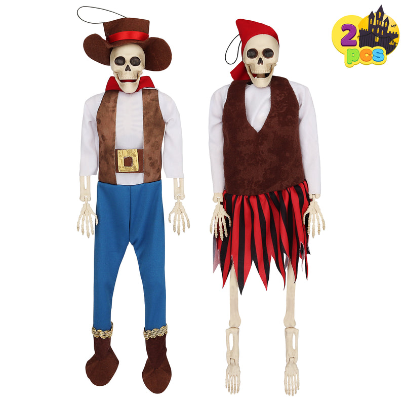 16in Halloween Full Body Pirate Skeleton, 2 Pcs