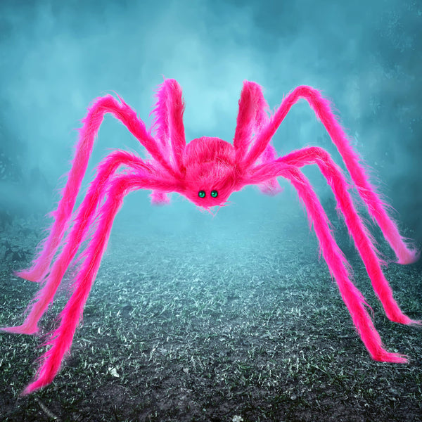 Halloween Spider Decorations Outdoor, 5 Ft Giant Neon Colored Pink